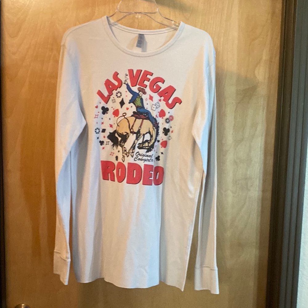 Original Cowgirl Las Vegas Long Sleeve Waffle Top; Size L